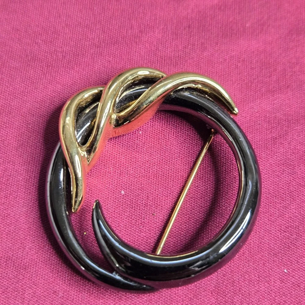 Vintage Monet Modernist Swirl Brooch Pin Two Tone Gold Silver Abstract